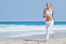 Woman running on the beach